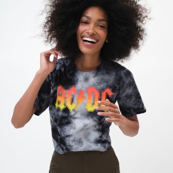 AC/DC Tie-Dye Cropped T Shirt - Picture 1 of 4